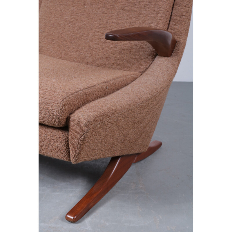 Fauteuil lounge marron clair vintage hollandais - 1950