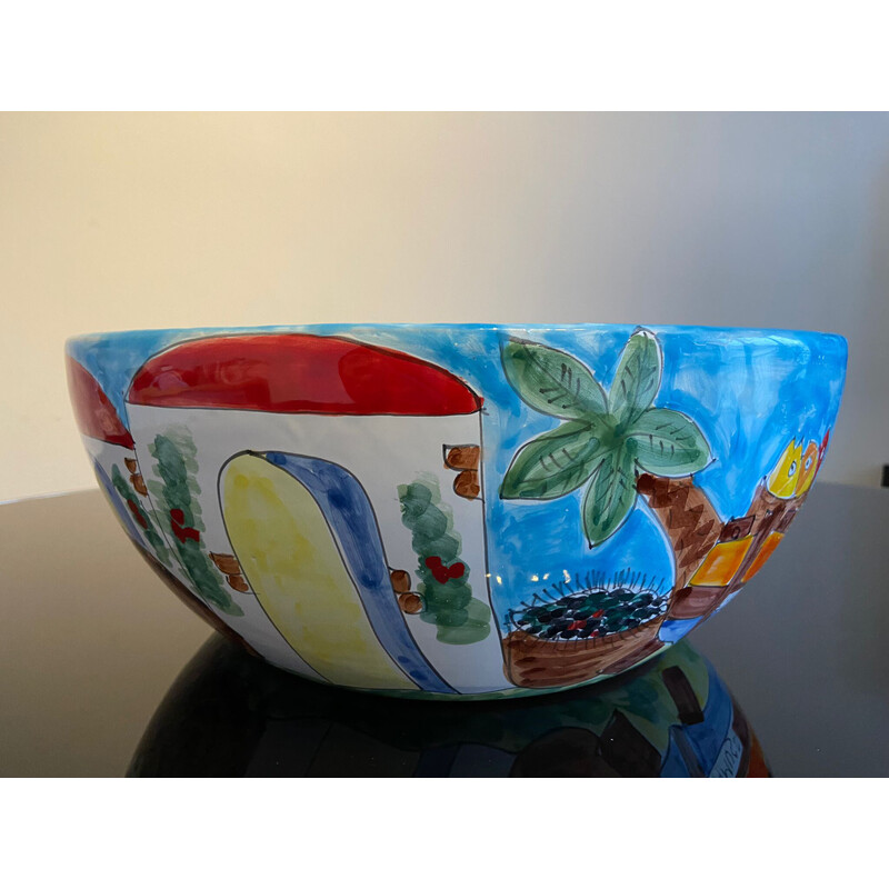 Vintage ceramic bowl from Pantelleria, Italy