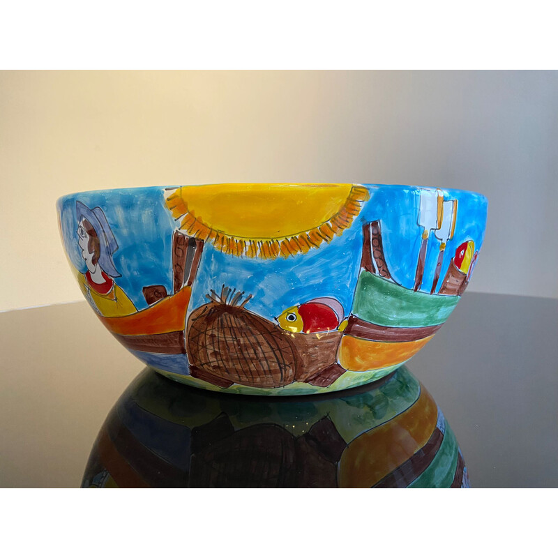 Vintage ceramic bowl from Pantelleria, Italy