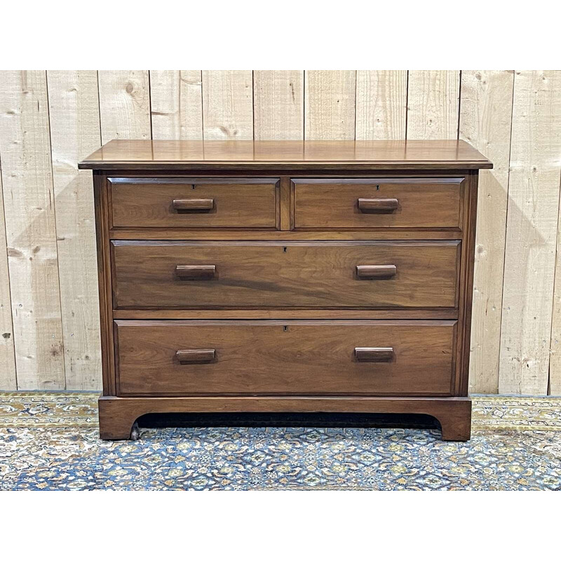 Vintage English chest of drawers in walnut and oak