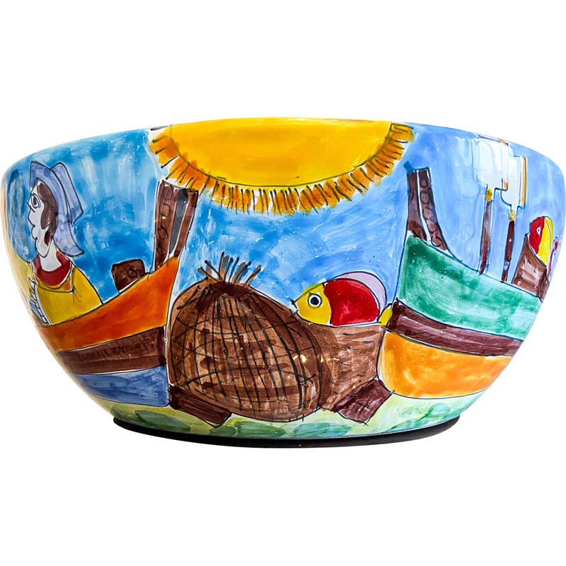 Vintage ceramic bowl from Pantelleria, Italy