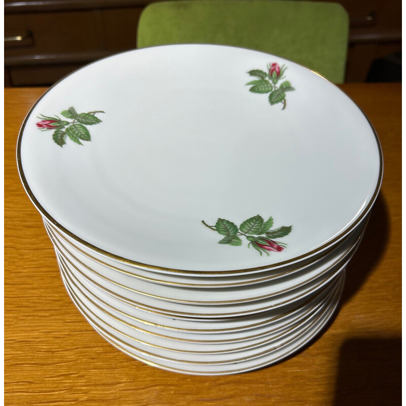 Lot de 10 assiettes vintage par Théodore Haviland pour La Porcelaine de Paris, France 1960