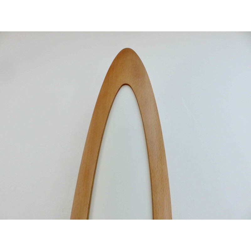 Pair of vintage wall lamp in bent beech and polycarbonate, 1980