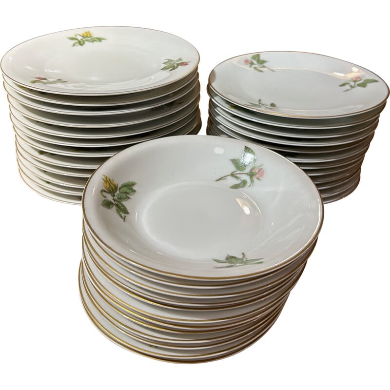 Set of 36 vintage plates by Théodore Haviland for Porcelaine de Paris, 1960