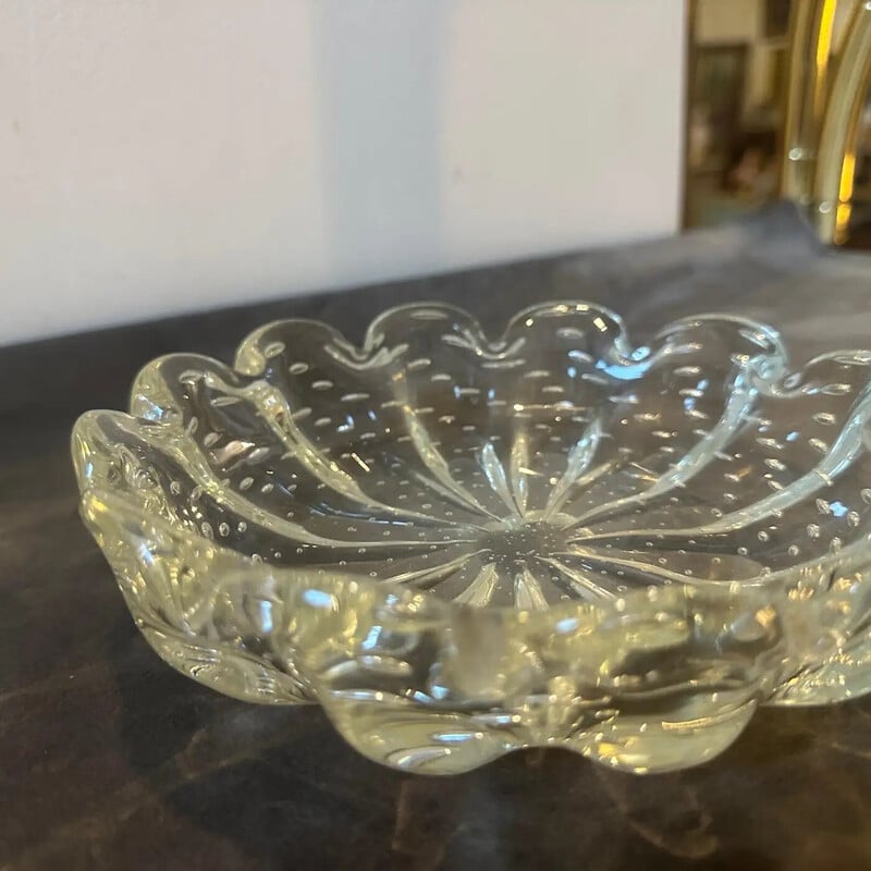 Vintage round transparent Murano glass bowl for Barovier, 1950