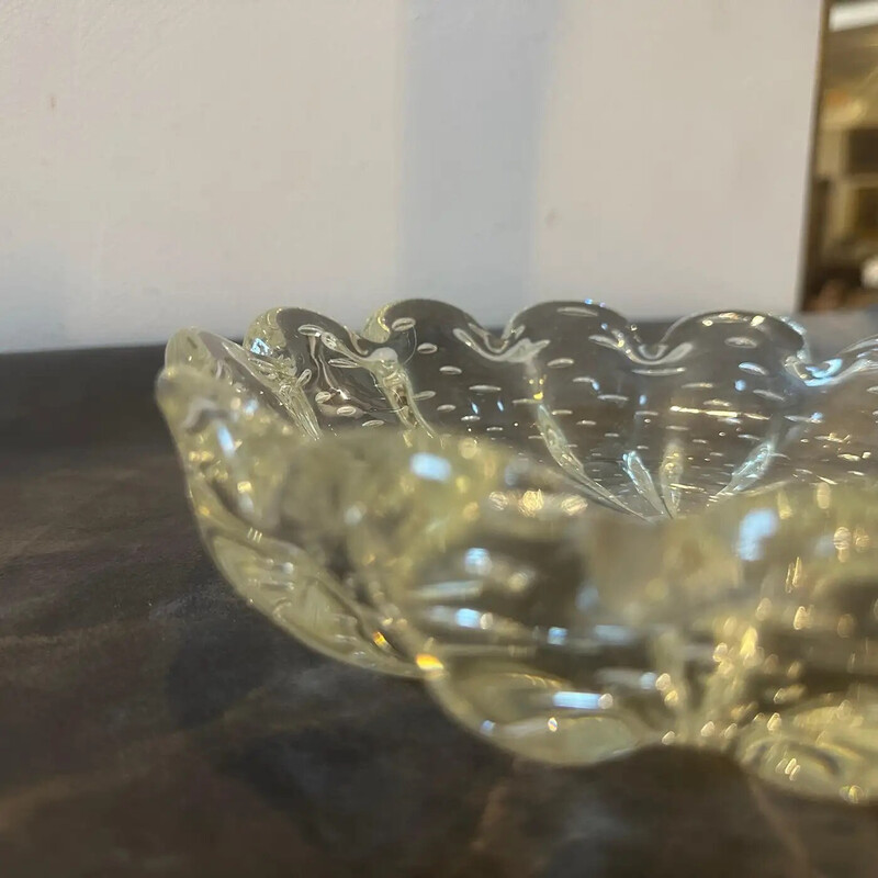 Vintage round transparent Murano glass bowl for Barovier, 1950