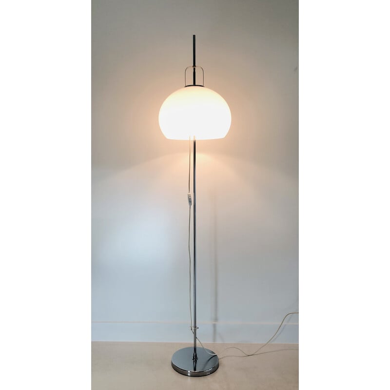 Lampadaire vintage "Lucerna" en acier chromé de Harvey Guzzini pour Meblo, Italie 1970