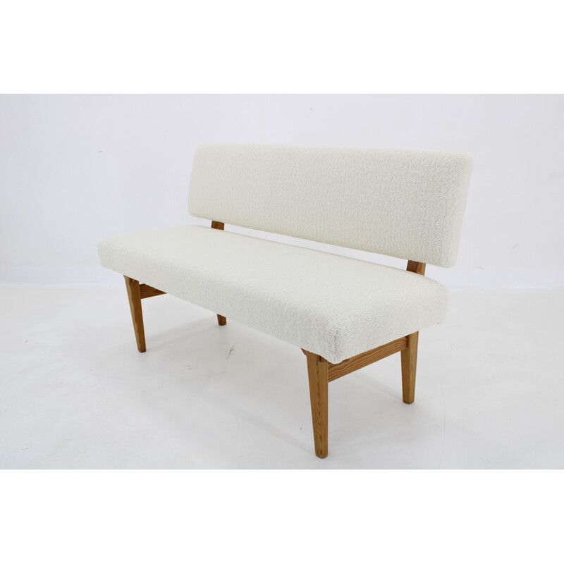 Vintage synthetic sheepskin bench, Denmark 1970