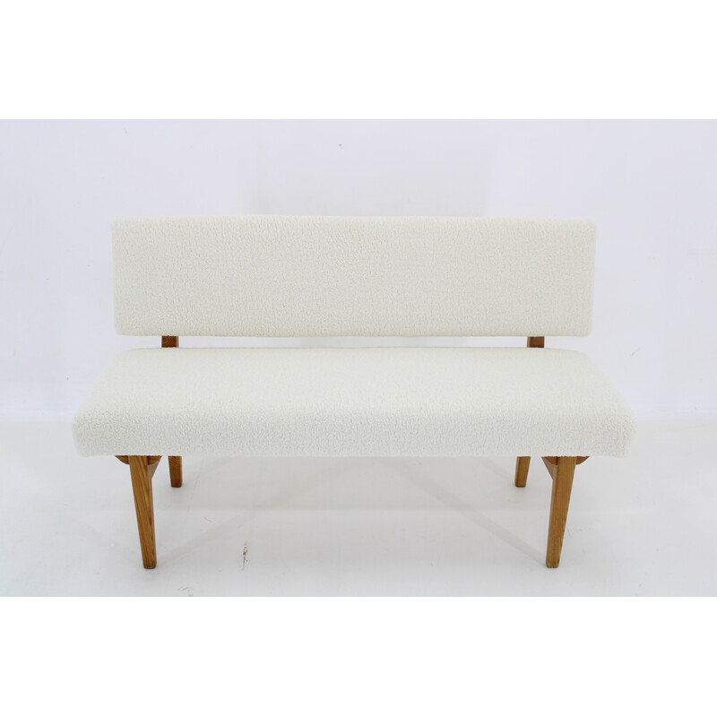 Vintage synthetic sheepskin bench, Denmark 1970