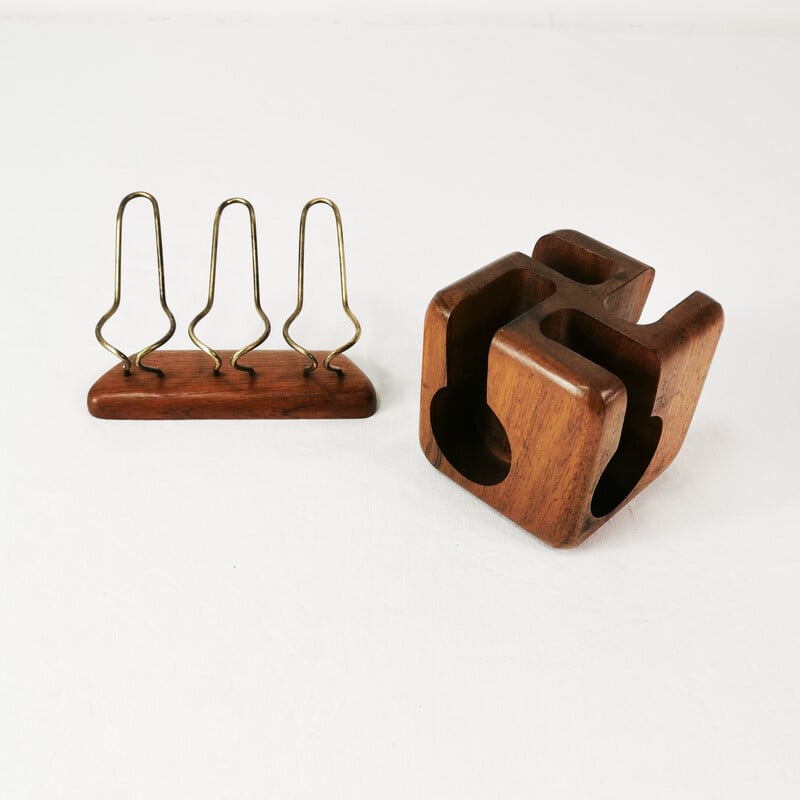 Vintage teak pipe stands, Sweden 1960