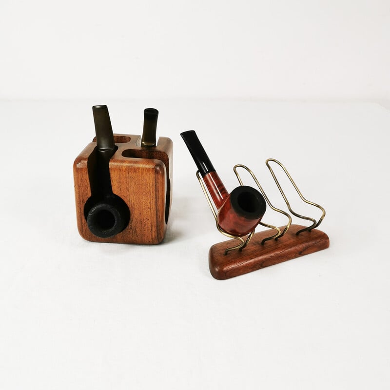 Vintage teak pipe stands, Sweden 1960