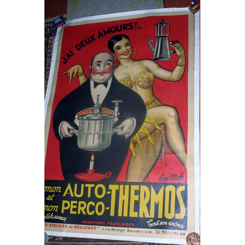 Cartaz publicitário vintage "j'ai deux amours!" de Paul Mohr, 1946