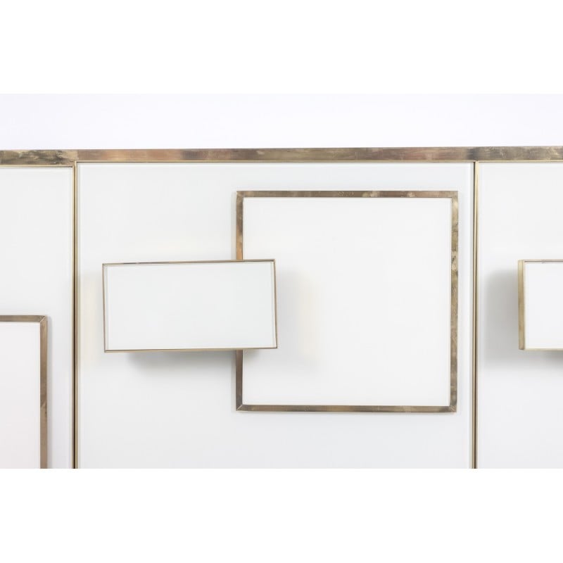 Vintage geometric sideboard in glass and gilded brass, Italy