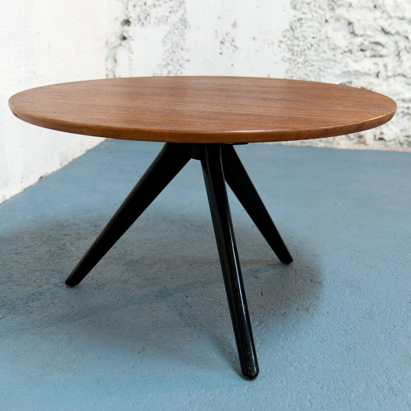 Mid-century round scandinavian tripod coffee table - 1960s