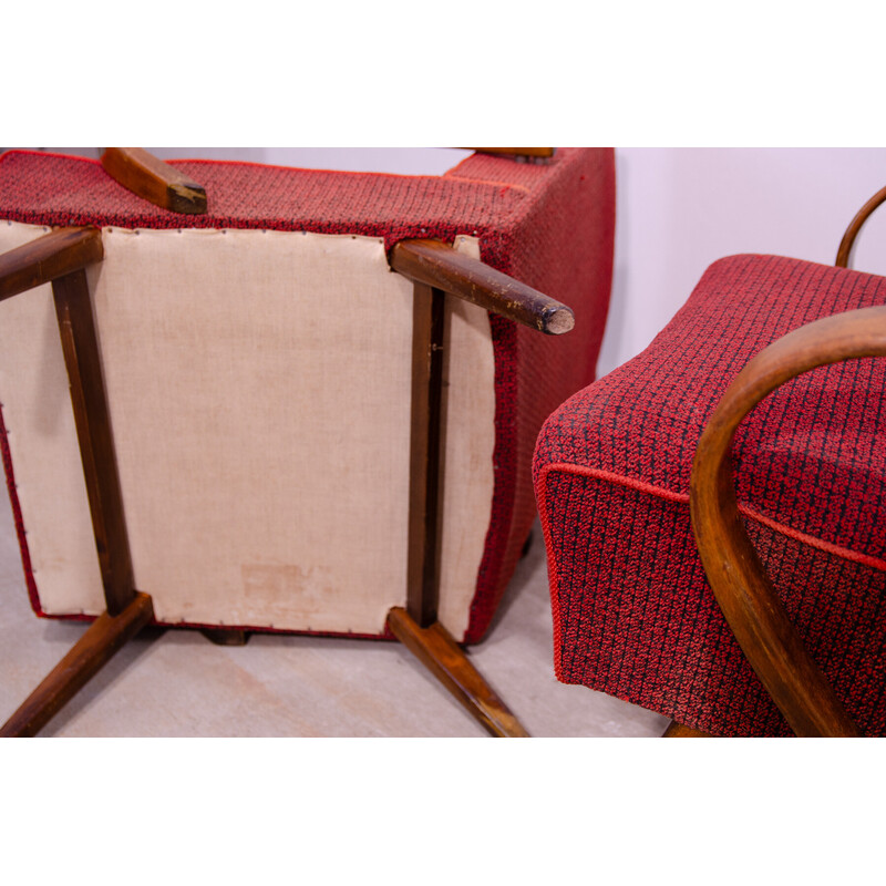 Pair of vintage armchairs in bent beech wood by Jaroslav Šmídek, Czechoslovakia 1960