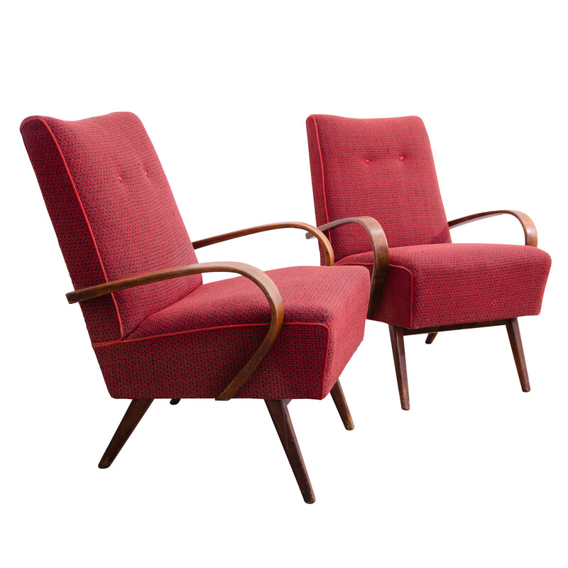 Pair of vintage armchairs in bent beech wood by Jaroslav Šmídek, Czechoslovakia 1960