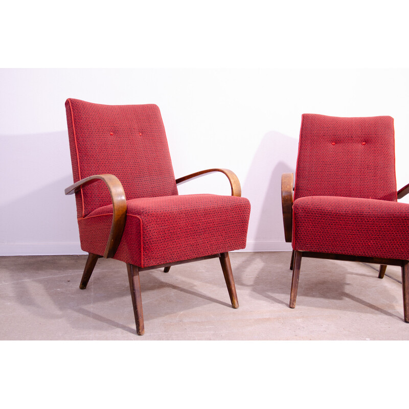 Pair of vintage armchairs in bent beech wood by Jaroslav Šmídek, Czechoslovakia 1960