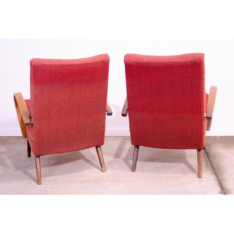 Pair of vintage armchairs in bent beech wood by Jaroslav Šmídek, Czechoslovakia 1960