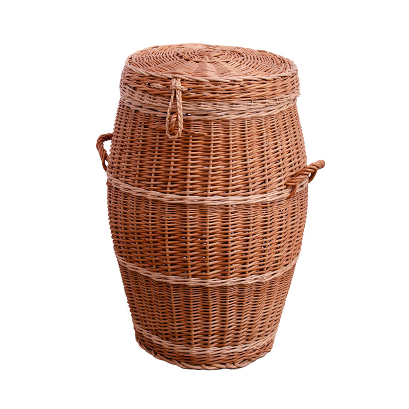Vintage wicker laundry basket, Czechoslovakia 1970