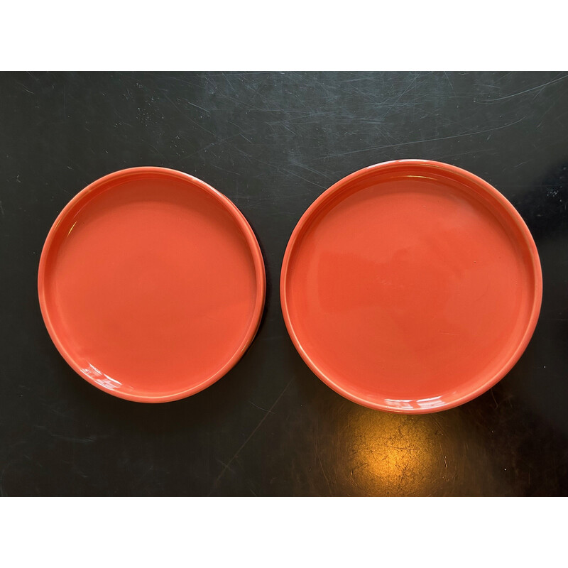 Set of vintage coral-colored tableware for Niderviller