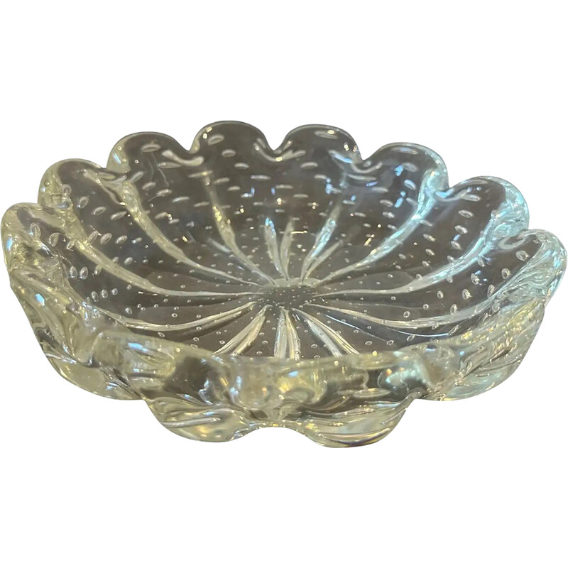 Vintage round transparent Murano glass bowl for Barovier, 1950