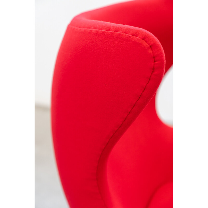 Vintage polyurethane armchair with ottoman by Arne Jacobsen for Fritz Hansen, Italy 1980