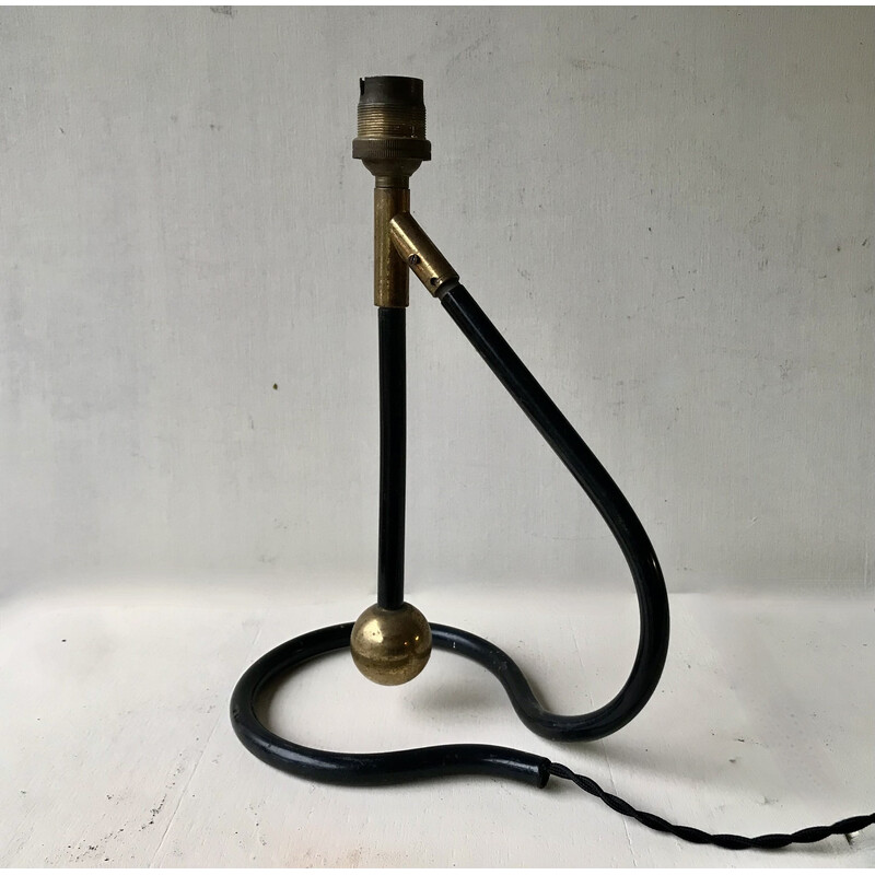 Vintage lamp in brass and black lacquered metal by Kaare Klint, Denmark 1950