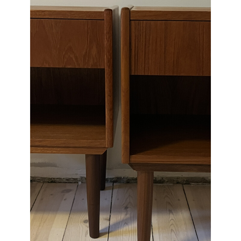 Pair of vintage teak veneer bedside tables, Denmark 1960