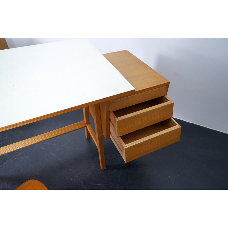 Vintage beech wood desk, Germany 1960