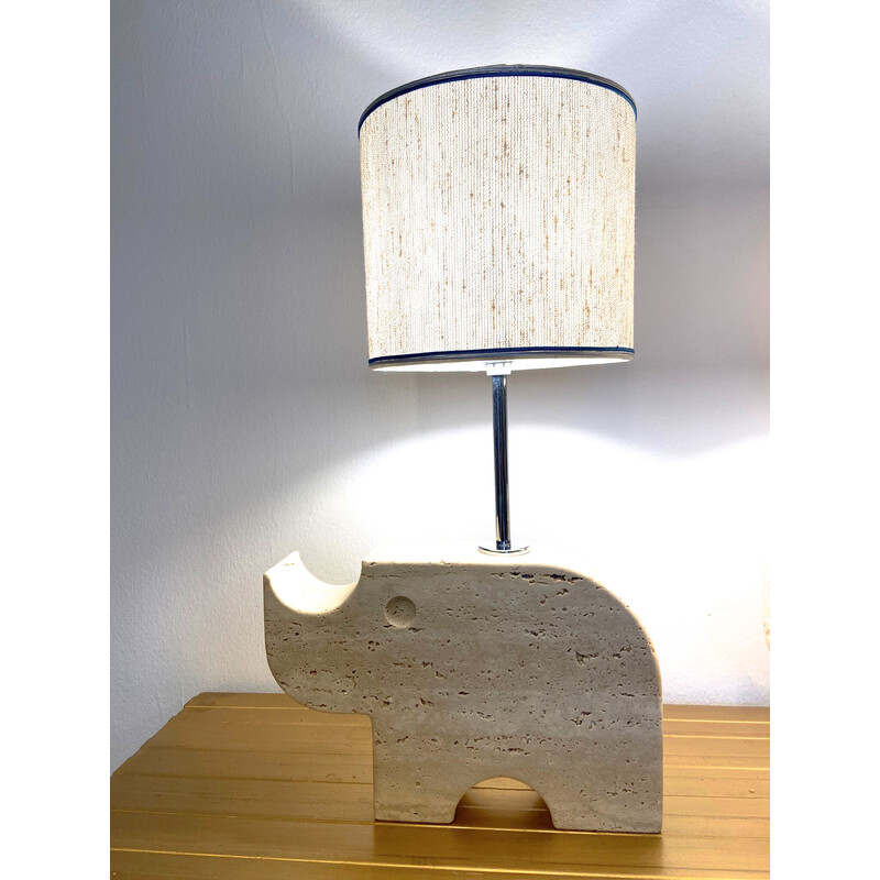 Vintage travertine rhinoceros table lamps by Mannelli Florence, Italy 1970