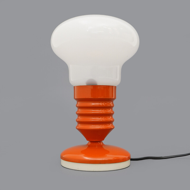 Vintage white glass table lamp in the shape of a light bulb, 1970