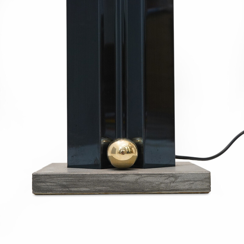 Vintage “Totem” metal and stone Serena floor lamp by Kazuhide Takahama for Sirrah, 1980