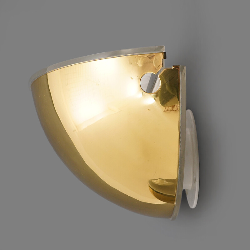 Pair of vintage "Quarto" wall lights in metal and brass by Tobia Scarpa for Flos, 1970