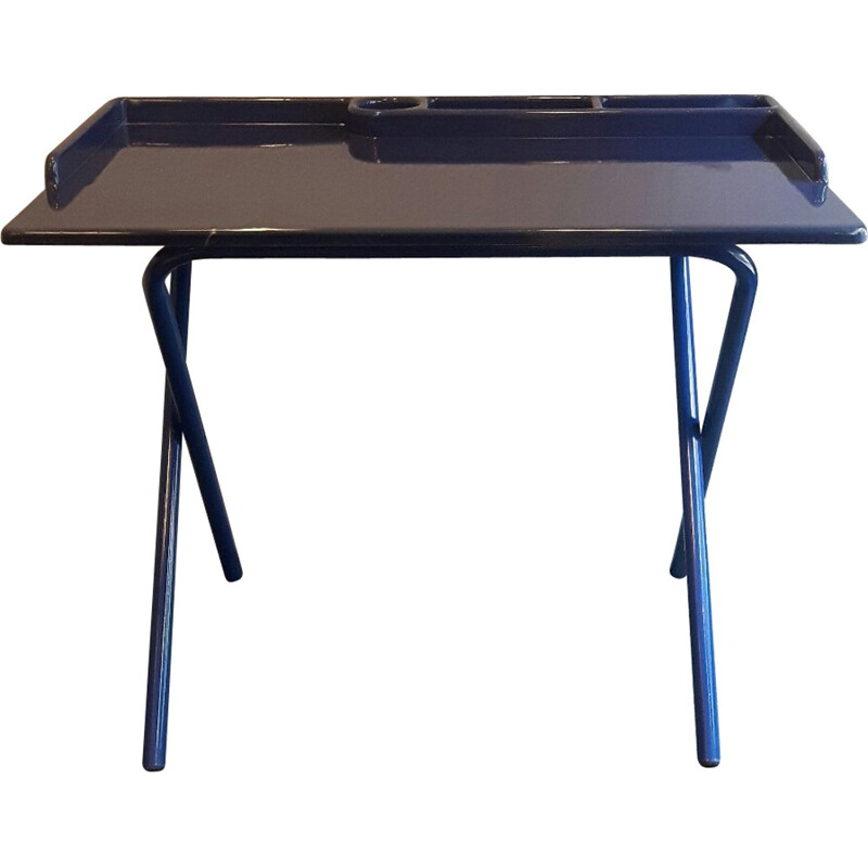 Dark blue desk in plastics and metal - 1970s
