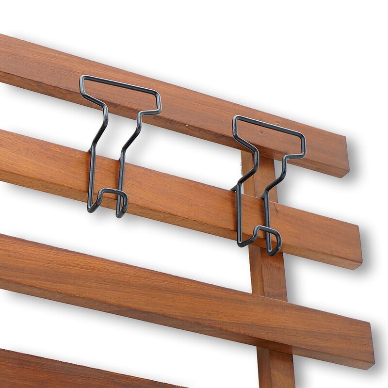 Vintage solid wood and metal hanger with adjustable hooks, Italy 1960