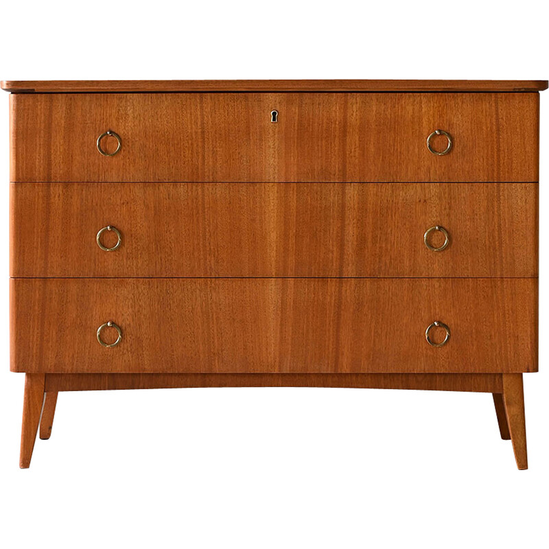 Vintage mahogany chest of drawers with gold handles