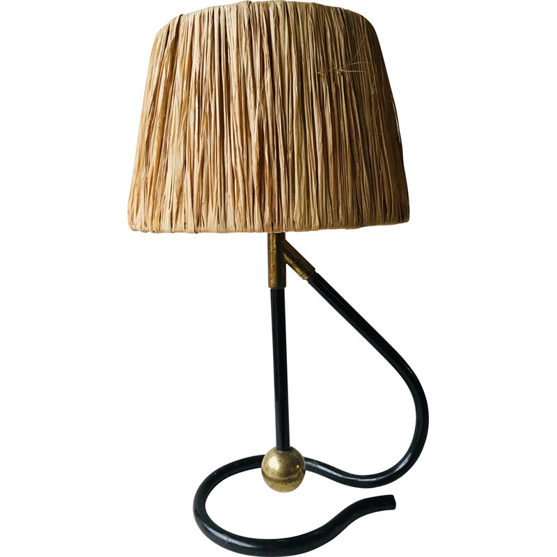 Lampe vintage en laiton et métal laqué noir par Kaare Klint, Danemark 1950