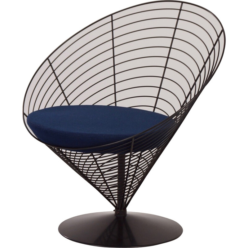Blue Wire Cone Chair by Verner Panton for Fritz Hansen - 1980s