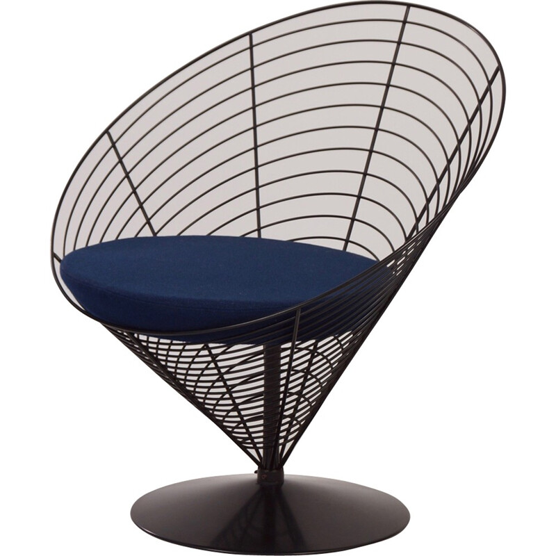 Chaise fil bleu Cone par Verner Panton pour Fritz Hansen - 1980