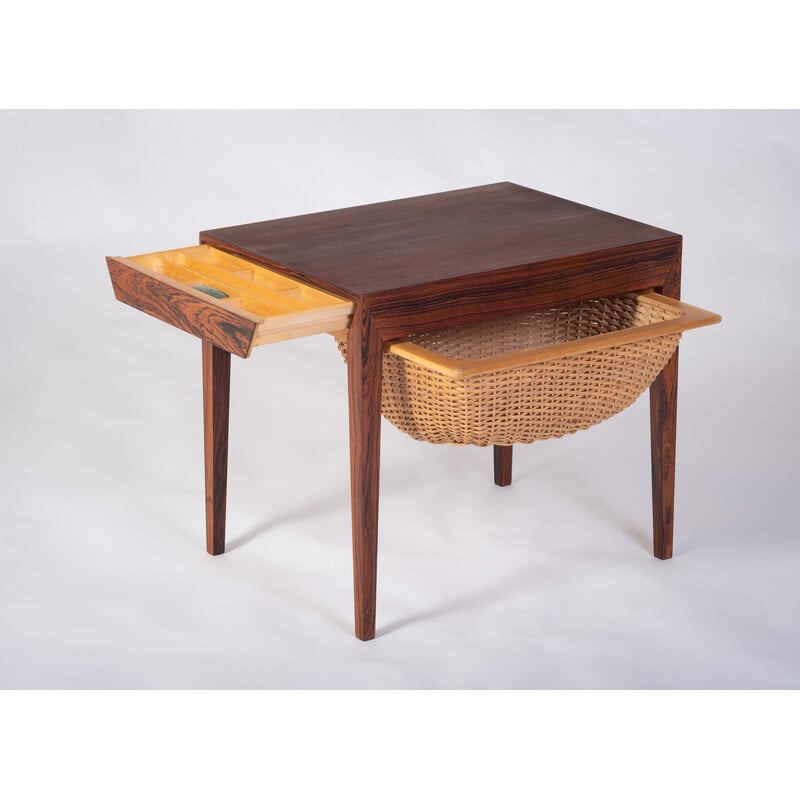 Vintage rosewood sewing table by Severin Hansen for Haslev Møbelfabrik, 1950