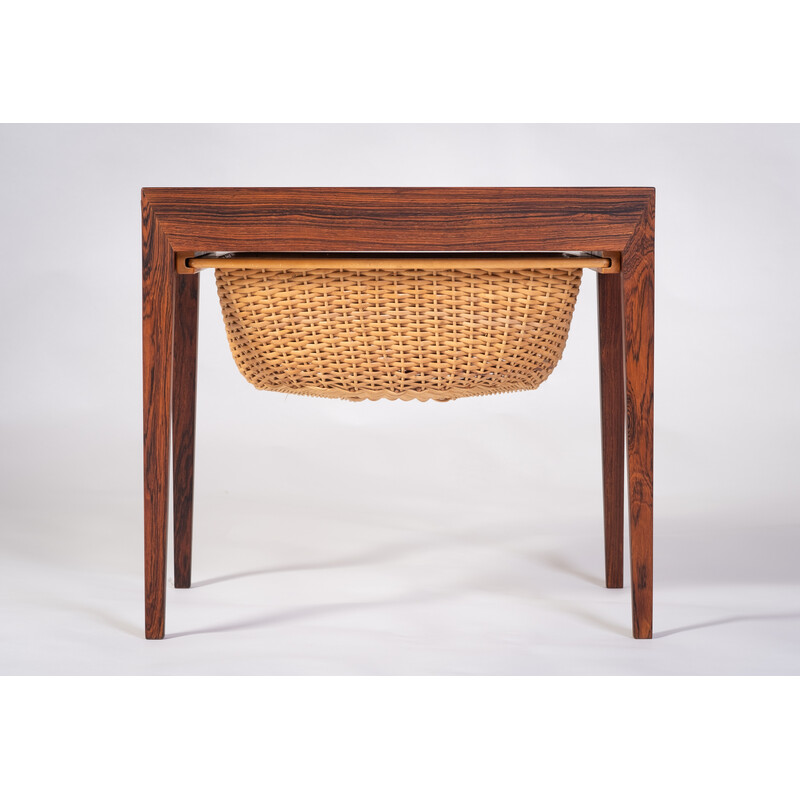 Vintage rosewood sewing table by Severin Hansen for Haslev Møbelfabrik, 1950