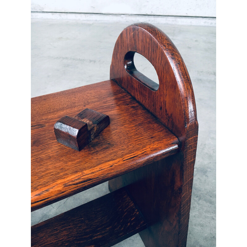 Table d'appoint vintage en chêne massif à 2 niveaux, France 1950