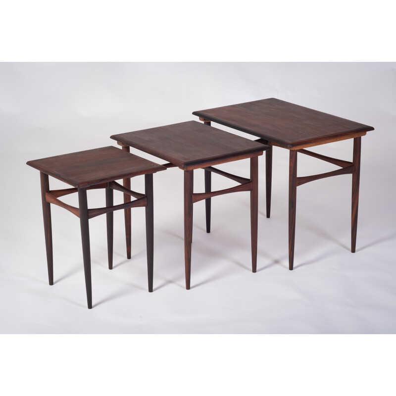 Tables gigognes vintage en palissandre par Poul Hundevad pour Hundevad et Co., Danemark 1960