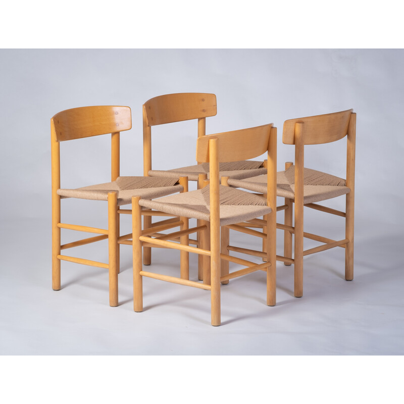 Set of 4 vintage J39 dining chairs in beech by Børge Mogensen for FBD
