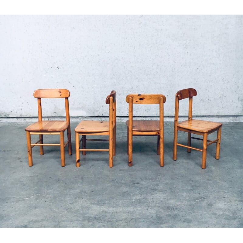 Set of 8 vintage solid pine dining chairs by Rainer Daumiller for Hirtshals Savvaerk, Sweden 1970