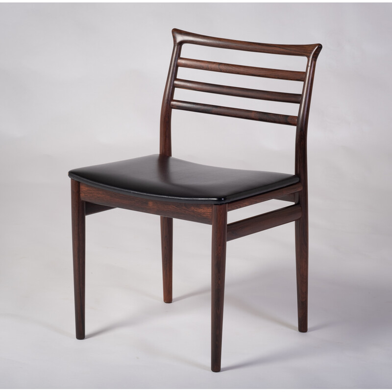 Cadeiras de jantar vintage em pele artificial preta de Erling Torvits para Sorø Stolfabrik, 1960