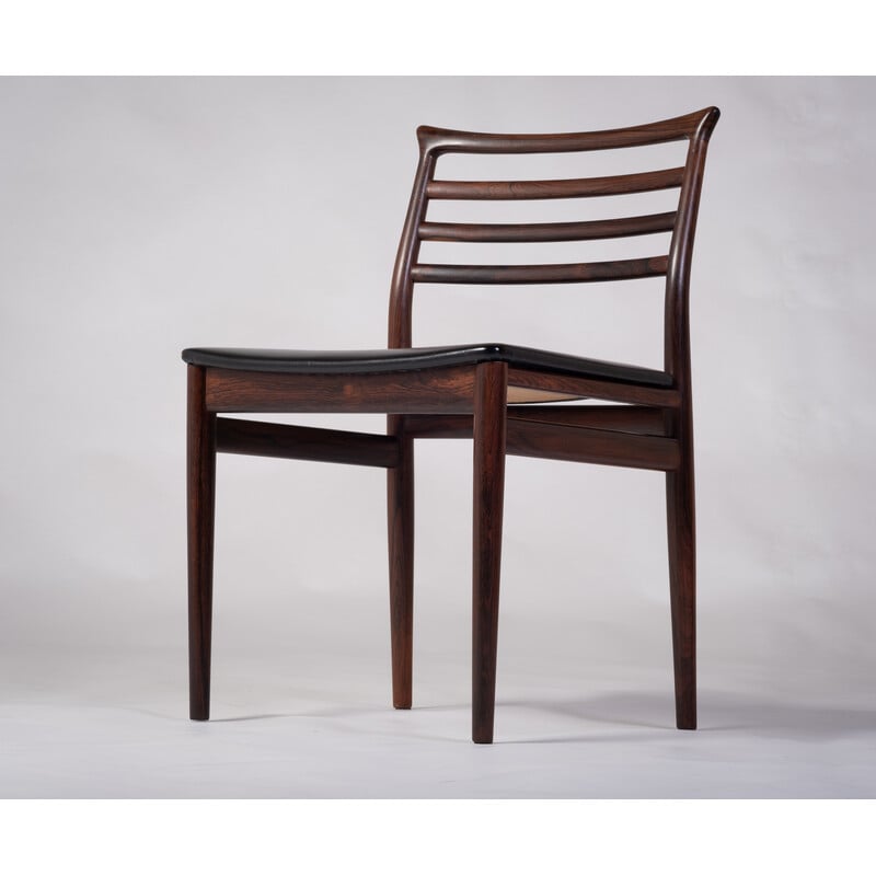 Cadeiras de jantar vintage em pele artificial preta de Erling Torvits para Sorø Stolfabrik, 1960