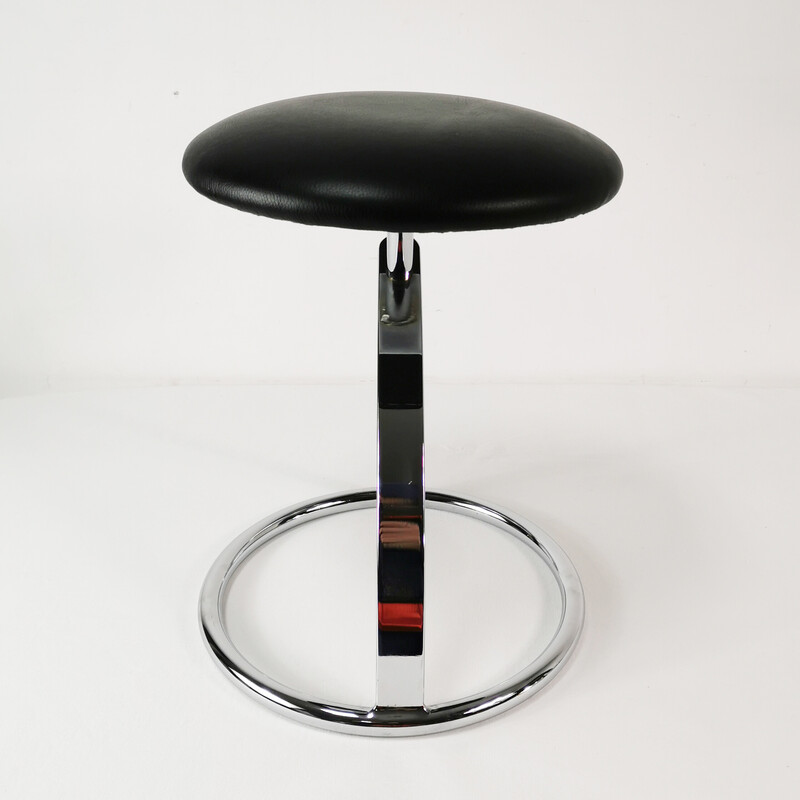 Vintage Zaz stool in chrome metal and eco-leather for Zeftig, Netherlands 2005