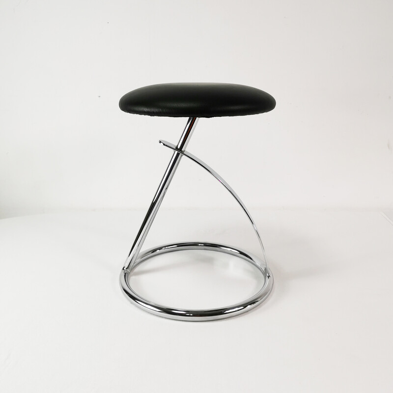 Vintage Zaz stool in chrome metal and eco-leather for Zeftig, Netherlands 2005