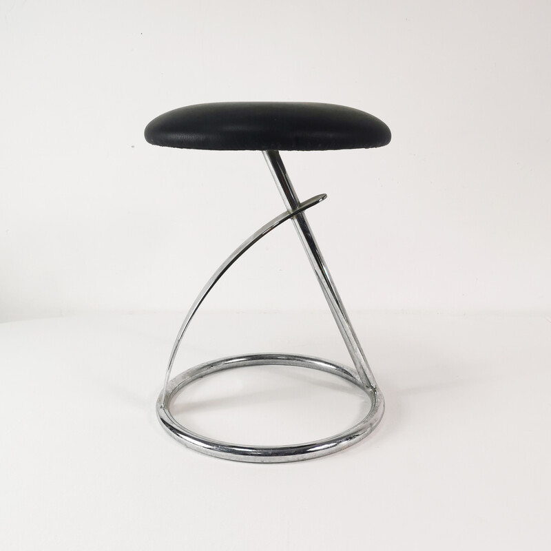 Vintage Zaz stool in chrome metal and eco-leather for Zeftig, Netherlands 2005